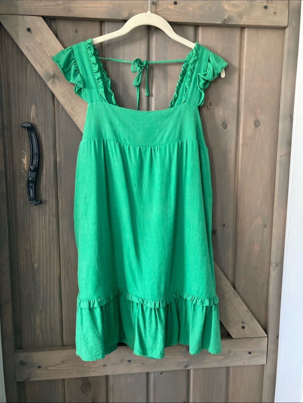 Green Ruffle Sleeve Sundress - Womens